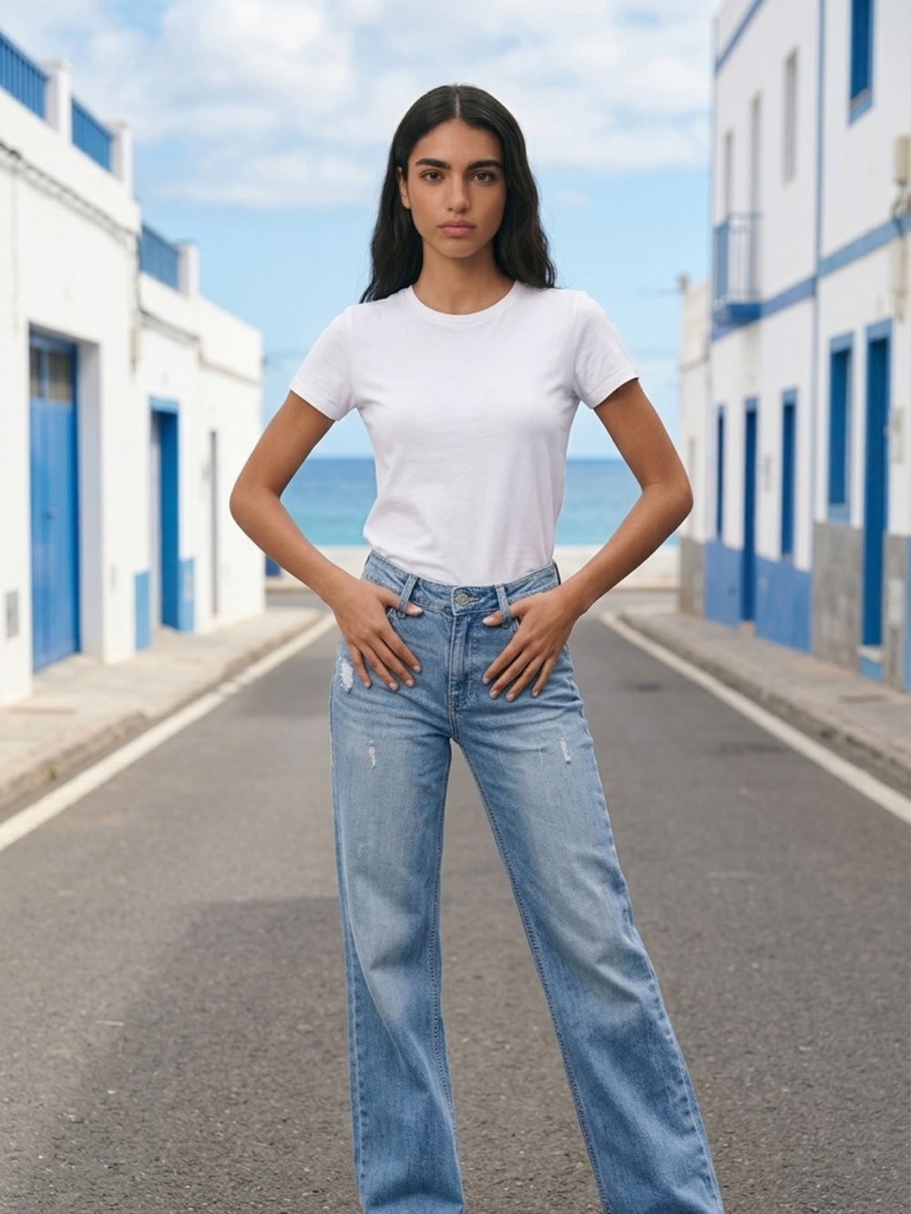 Ariat High-Rise Wide-Leg Jeans in Light Blue Denim
